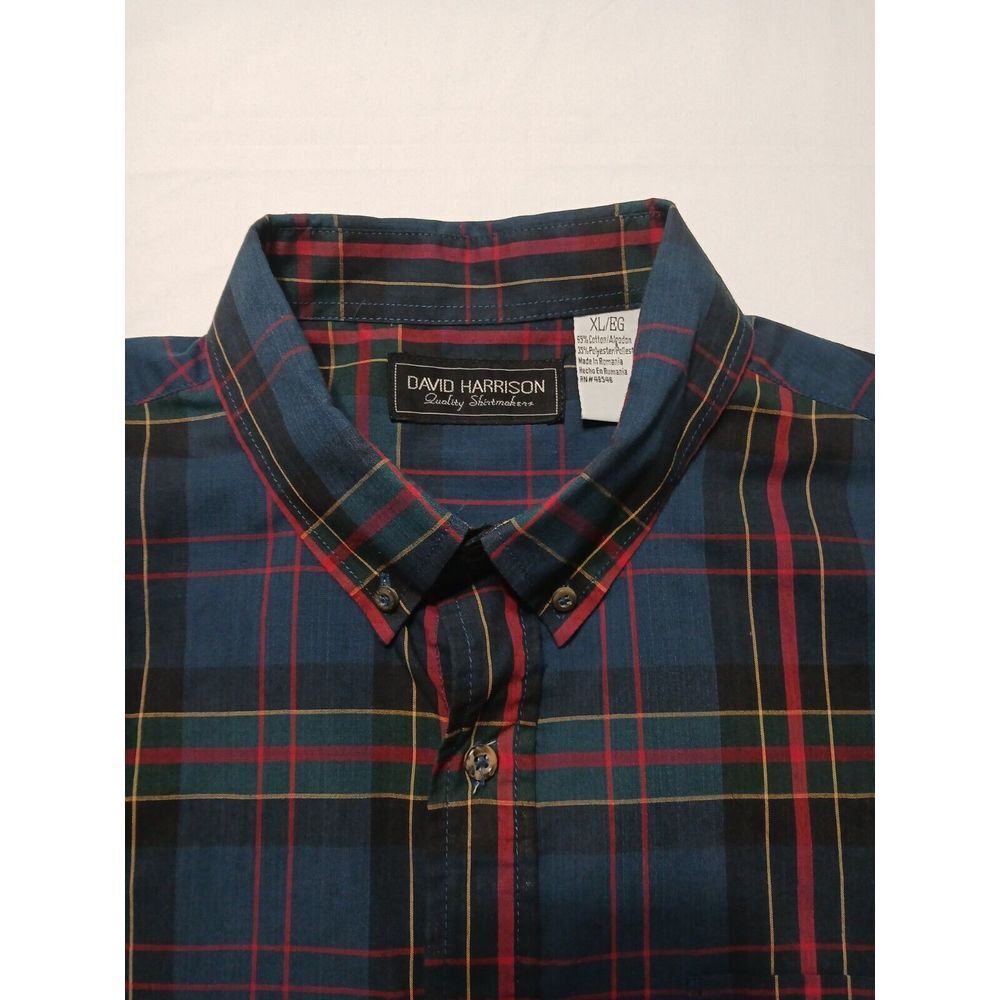 David Harrison Men's Multicolor Plaid Button Down Short Sleeve Shirt Size XL‎